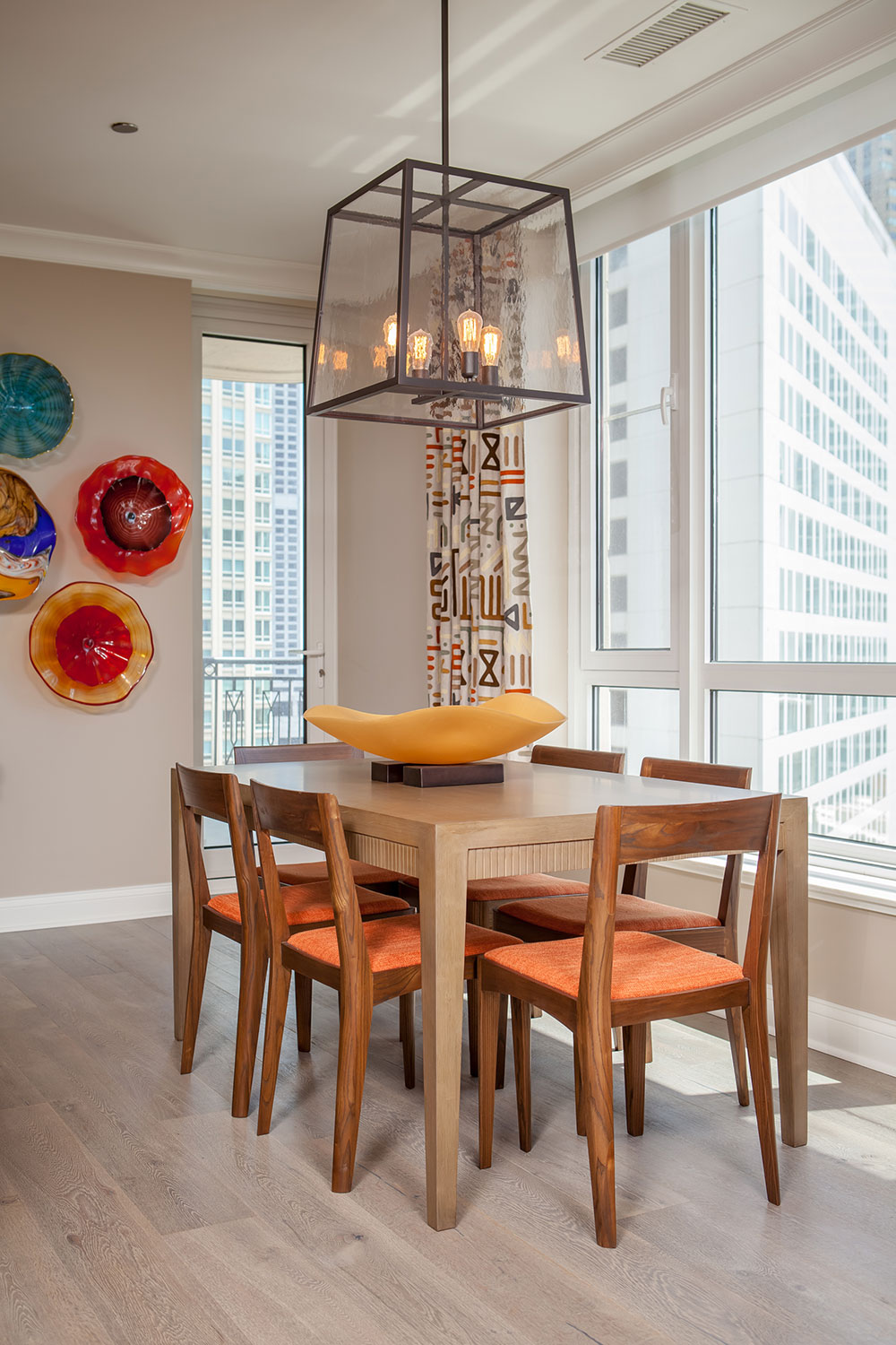 Mid-Century Modern Chairs in Colorful Breakfast Area