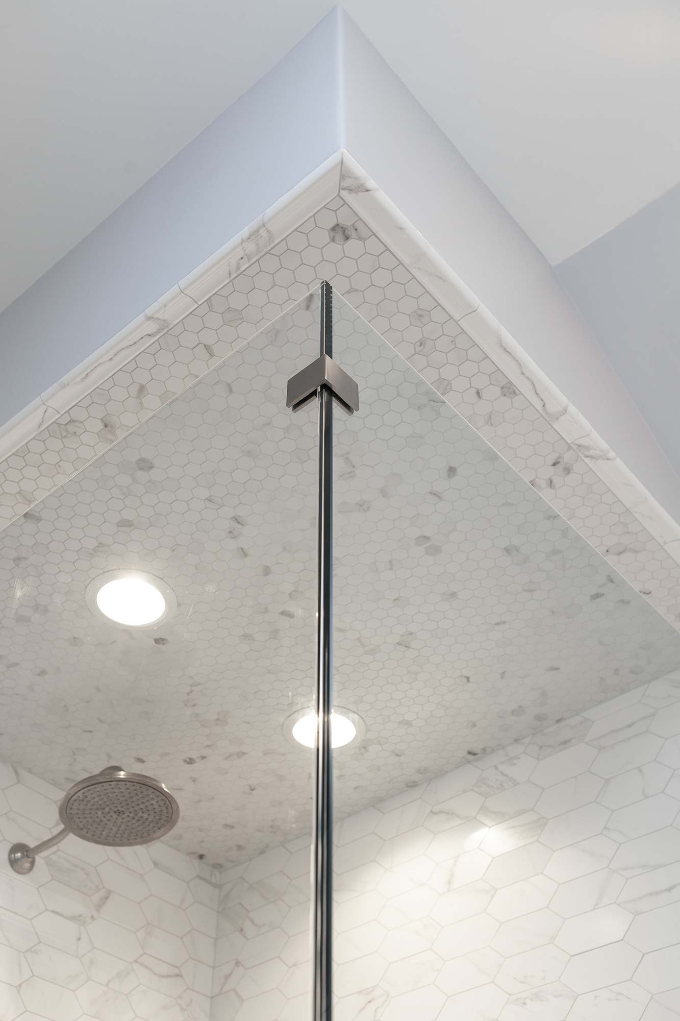 tile ceiling detail in primary shower