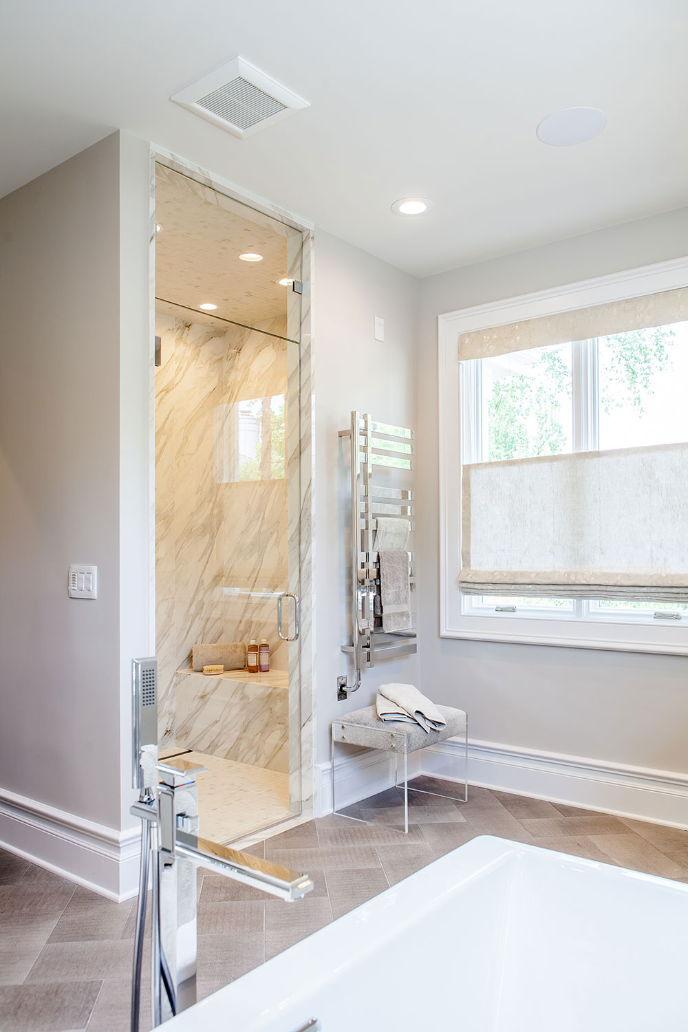 Large Steam Shower with Custom Amenities