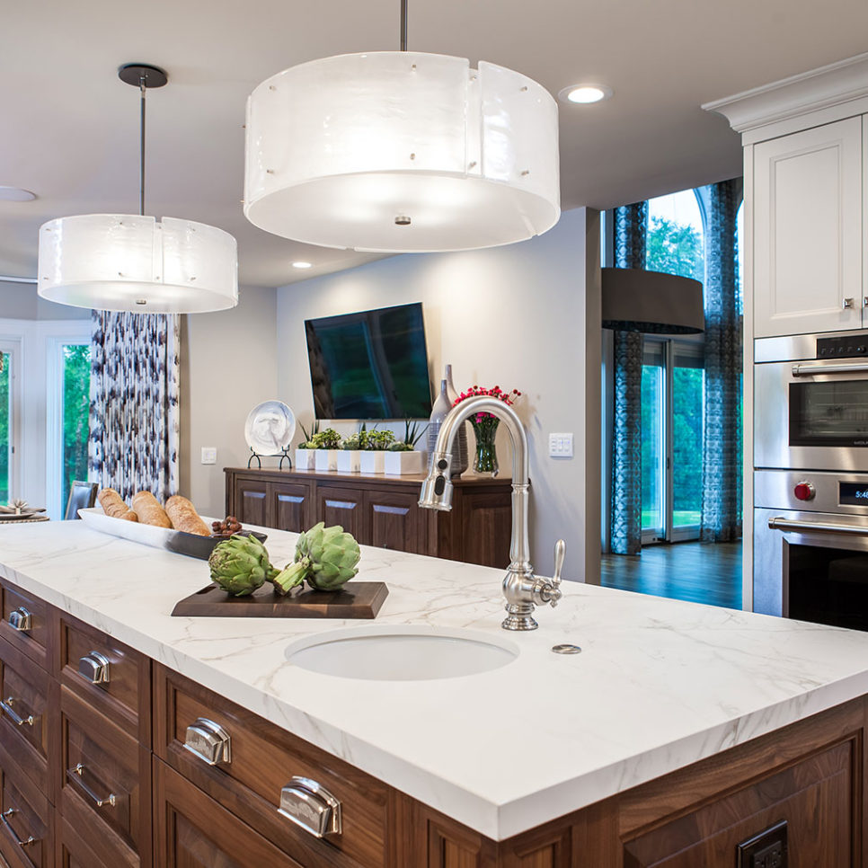 Island Sink with Drum Pendant