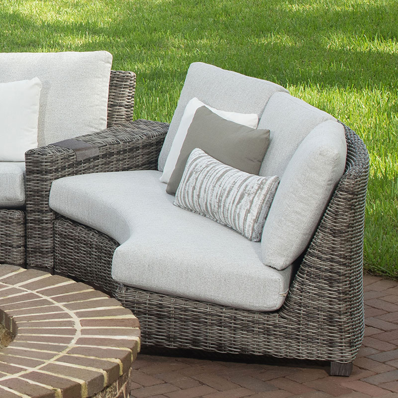 curved wicker outdoor seating
